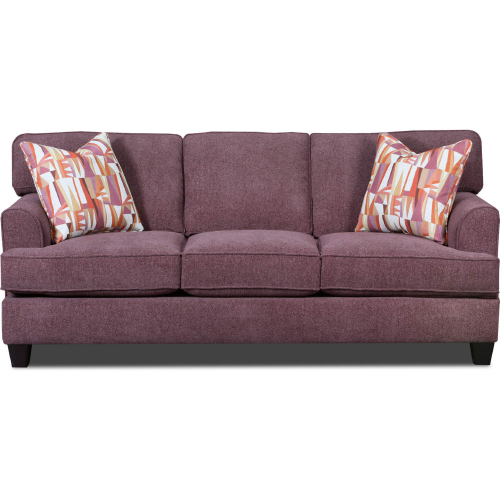 Spencer 84" Flared Arm Sofa in Raison Purple Chenille Fabric